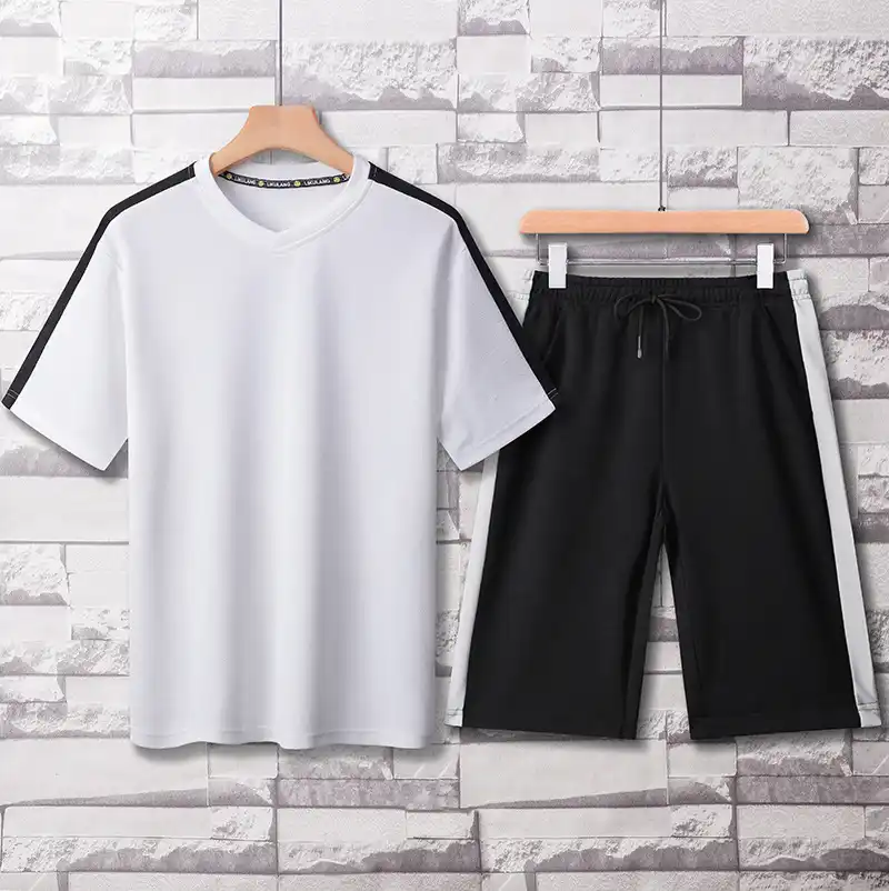 21夏男性セットファッション2個スポーツウェアメンズストライプ半袖tシャツショーツセット男性汗スーツカジュアルトラックスーツ4xl メンズセット Aliexpress