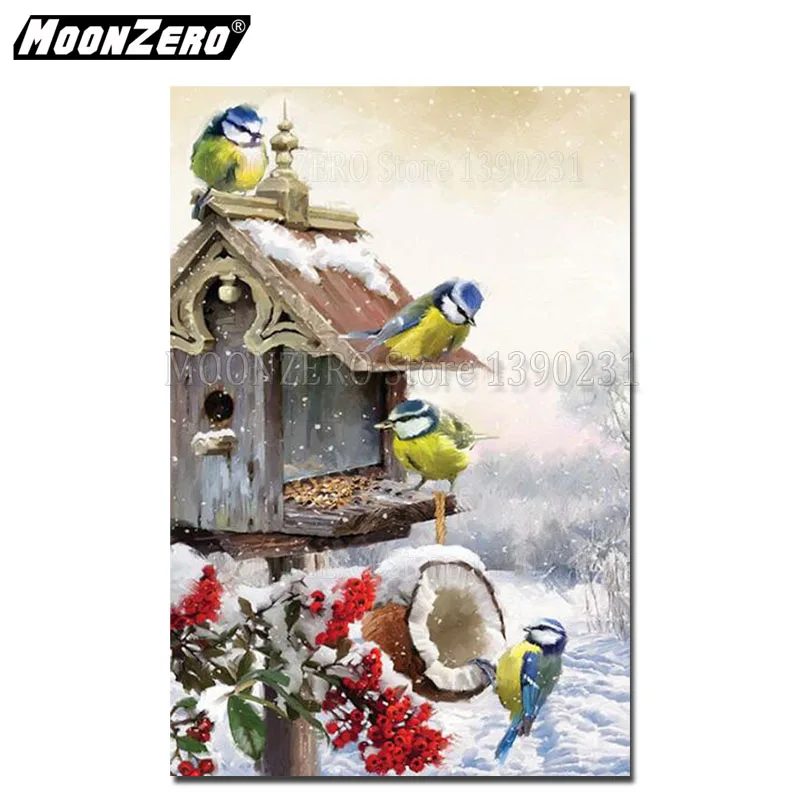 Алмазная картина 5D сделай сам с изображением домика птицы прямоугольная/круглая