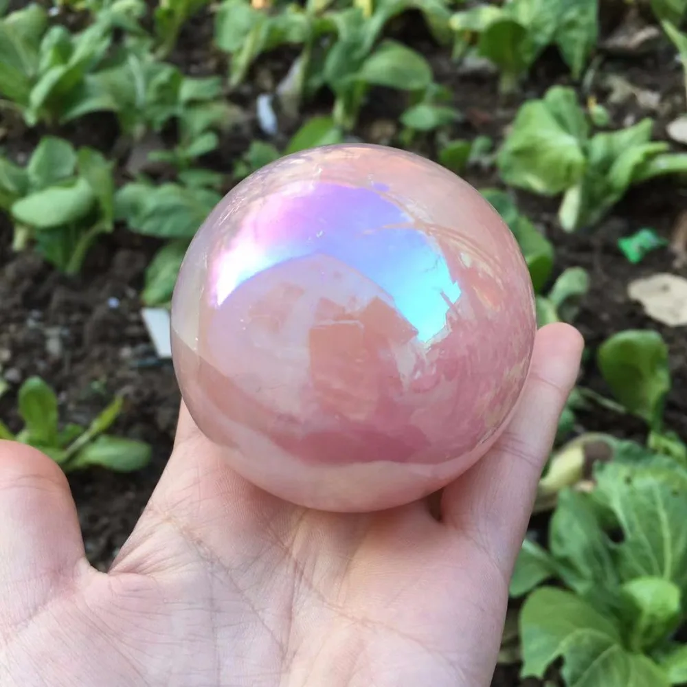 Titanium aura rose quartz crystals ball (8)