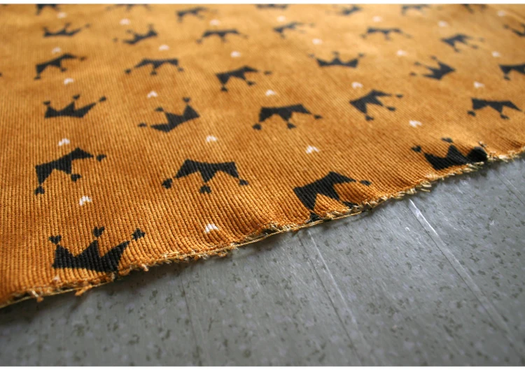 half meter Autumn Winter ginger bottom with crown print cotton corduroy fabric for dress shirt trouser overcoat T859