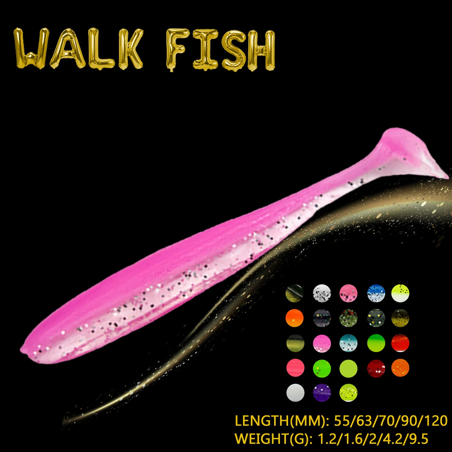 

Рыболовная приманка WALK FISH, силиконовая, 120/90/70/63/55 мм