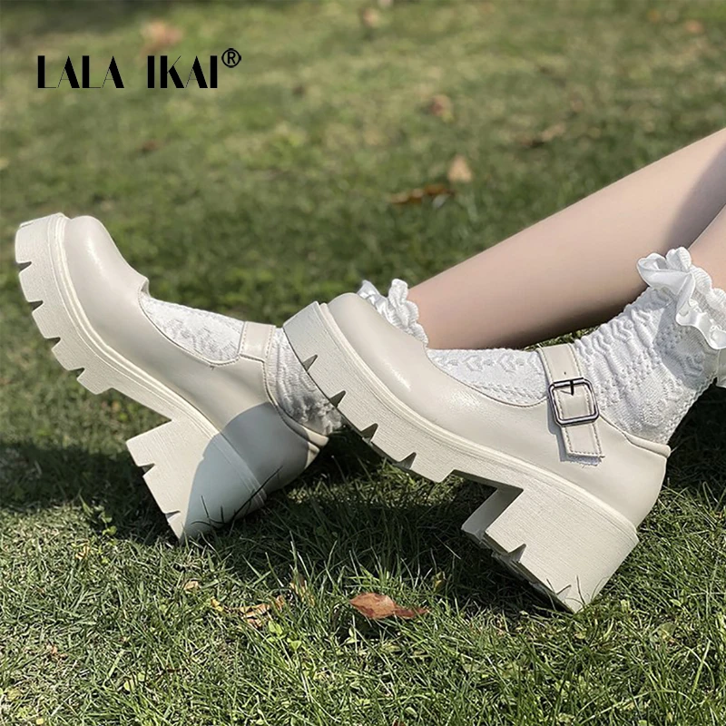 Женские туфли в японском стиле LALA IKAI винтажная обувь Стиле Лолита на платформе и