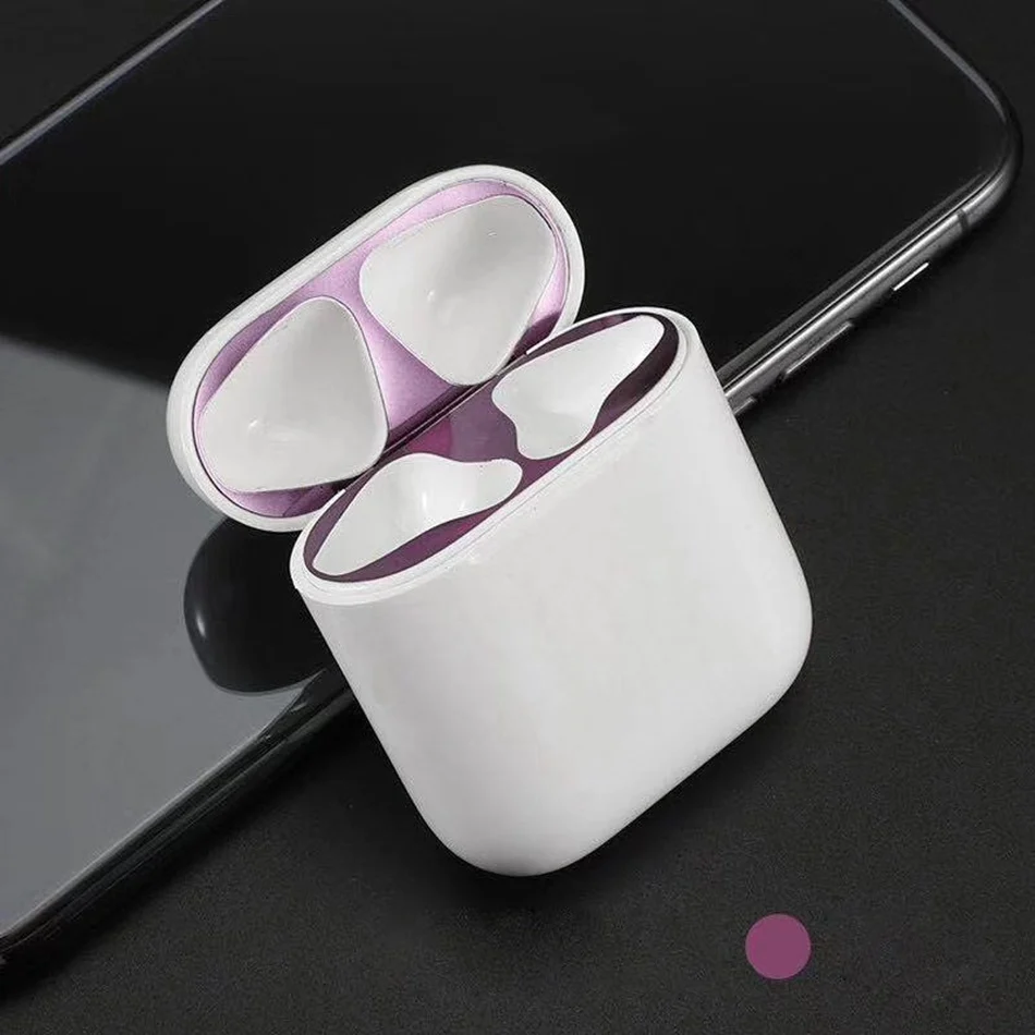 Для Apple AirPods металлическая Пылезащитная наклейка для AirPods 2 ультратонкий аксессуар защитная наклейка Пылезащитная защита кожи