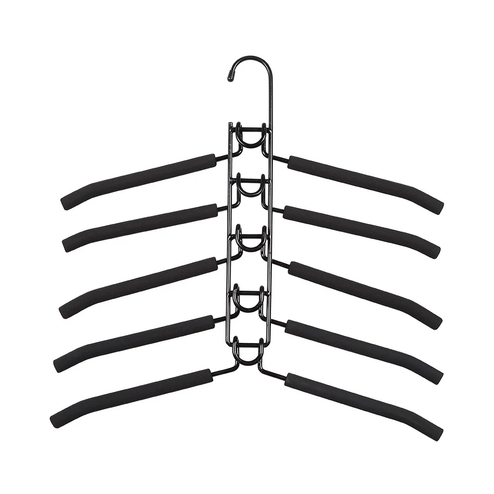 

Multi-Layer Anti-Slip Clothes Hangers Save Space 5 in 1 Metal Laundry Rack Storage for Shirt Sweater Suit Dress Coat FPing
