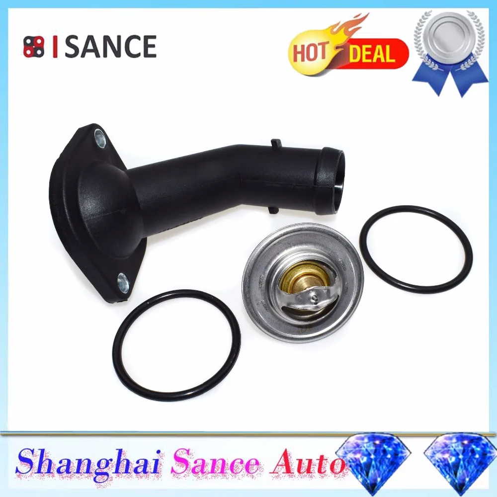 ISANCE Coolant Thermostat Housing 050121113C 06A121121C For VW PASSAT POLO BEETLE BORA CADDY GOLF SHARAN TOURAN TRANSPORTER