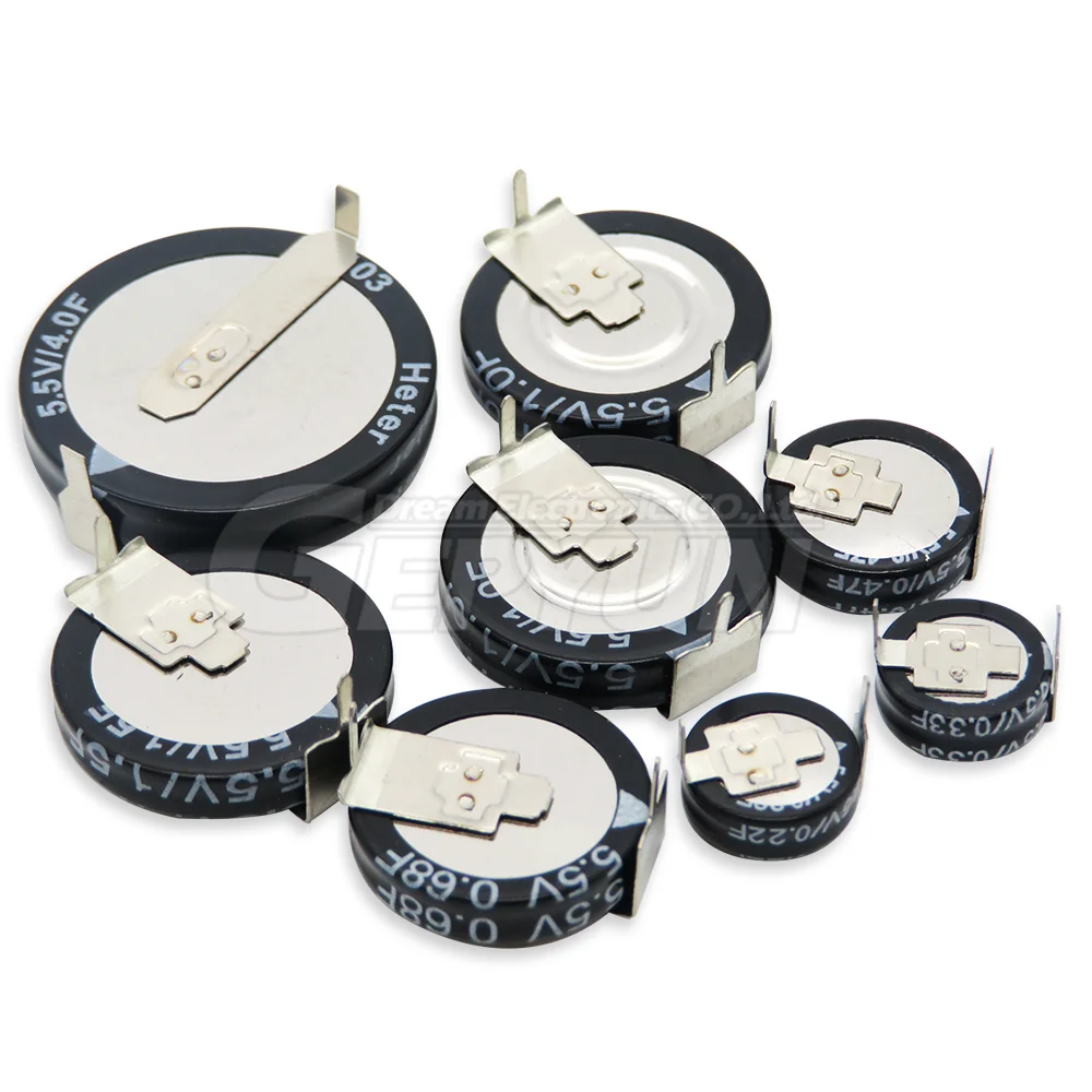 2PCS Farad Capacitor 5.5V 0.1F 0.22F 0.33F 0.47F 0.68F 1F 1.5F 4F Super Capacitor 0.1F-5.0F Double Layer H type Super Capacitor