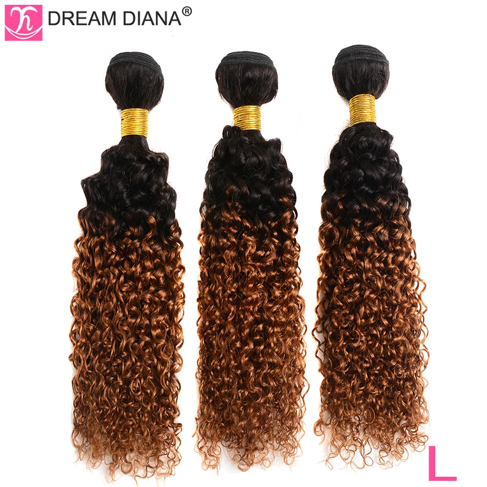 DreamDiana Омбре малазийские вьющиеся волосы с закрытием T1B 30 1"-26" L remy волосы с закрытием Омбре человеческие волосы с закрытием