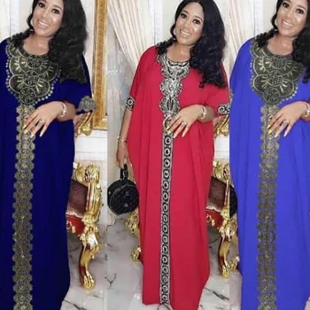 

2020 Lace Embroidery African Dresses for Women Plus Size Dashiki African Dresses Ankara Dresses Formal Kaftan Muslim Maxi Dress
