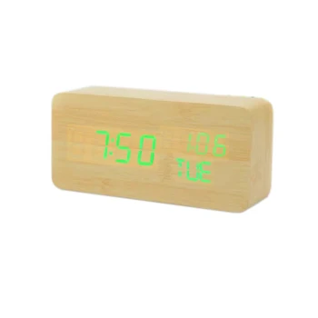 

Dual power wooden alarm clocks LED display wood Clock with calendar/seconds/temperature/week digital clocks xyzTime