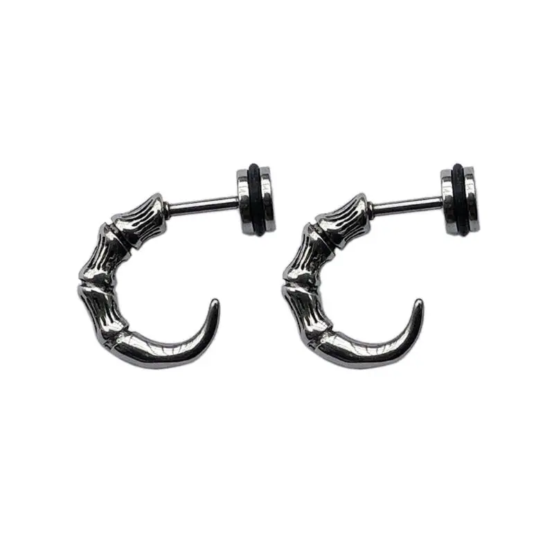 Мода коготь гвоздики панк Рок Хок коготь рога из нержавеющей стали серьги-гвоздики унисекс