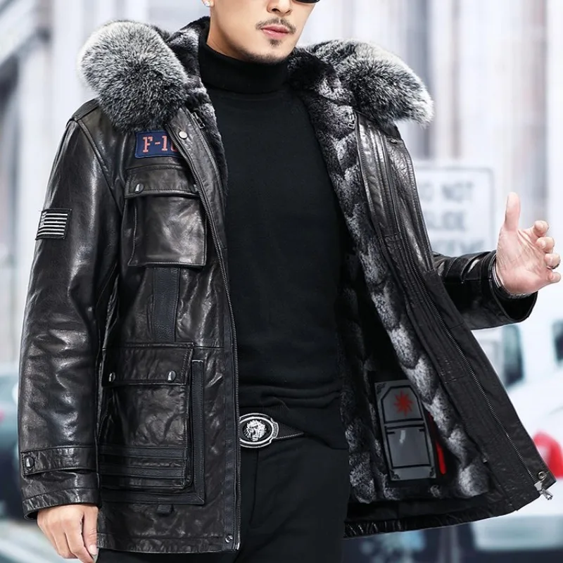Real Rabbit Fur Lining Overcoat Pockets 