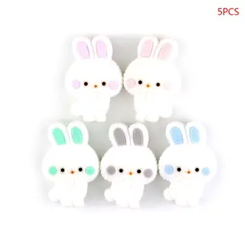 

5 Pcs/pack Newborn Teething Silicone Mini Beads Infants Kids Nursing Accessories Bead Bunny Rabbit Shape Baby Teether