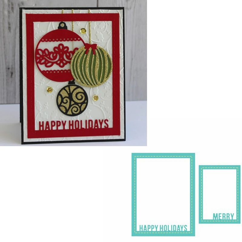 

Merry&Happy Holidays Triangle Frame Die Cuts For Card Making Triangle Frame With Merry&Happy Holiday Metal Cutting Dies Stencil