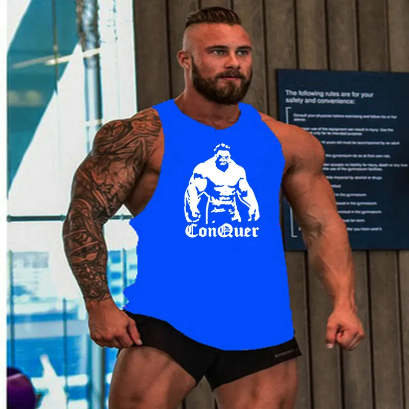 Новая мода хлопок без рукавов рубашка жилет Мужская рубашка спортивная фуфайка Бодибилдинг спортивная форма для фитнеса фитнес мужской