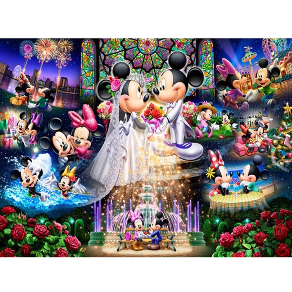 Disney Полный алмазные картины с изображением Минни Маус и Микки DIY Бриллиантовая