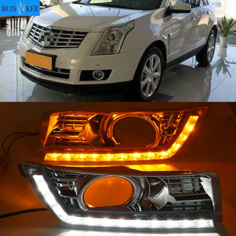 

Светодиодный дневной светильник для Cadillac SRX от АТС ХЦ 2 2012-2016 светодиодный DRL с желтым поворота светильник s хром колпак противотуманных фар