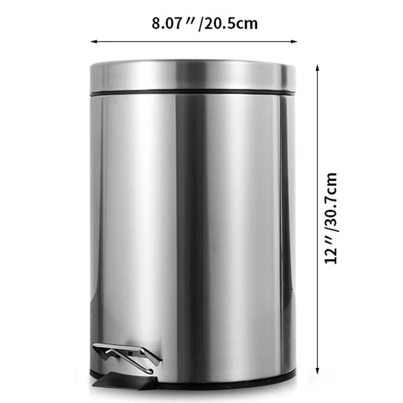 Best 7L Bathroom Trash Can Round Step Foot Pedal Dustbin Bucket with Lid Mini Desktop Toilet Kitchen Car Bucket Garbage Can