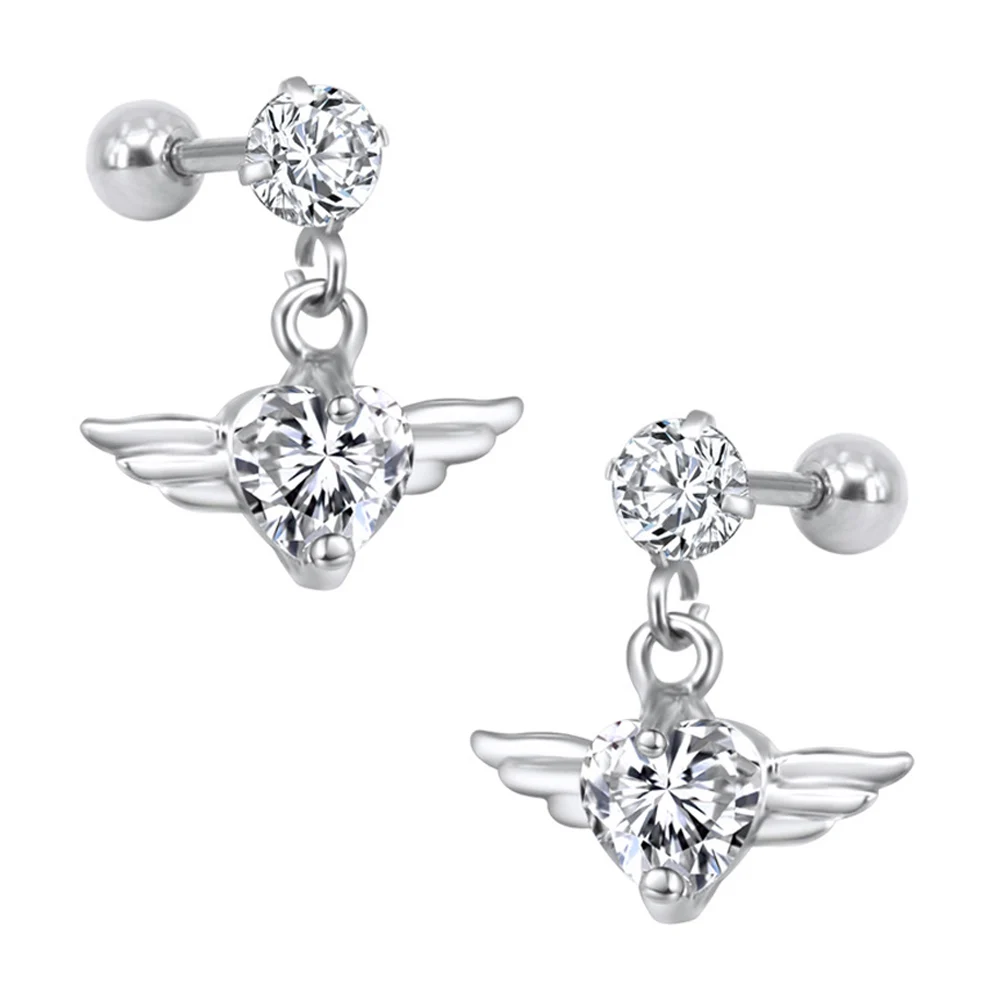 Серьги-подвески женские циркониевые 0 8 мм 2 шт. спираль прокалывания ушей