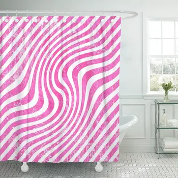 

Yellow Abstract Hot Pink Waved Stripes for Albums Graphics and Scrapbooks Orange Beam Shower Curtains Waterproof Polyester