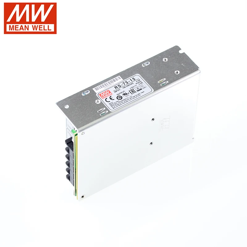 MEAN WELL RS-75-15 75W 15V Switching Power Supply 110V/220V AC to 15V DC 5A Power Unit 5G Viberation Transformer