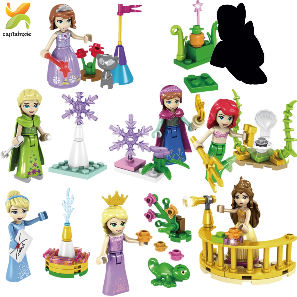 

135pcs Elsa Princess Girls Doll Figures Set Building Blocks Compatible Legoing Friends Girl Toys for Children Gift