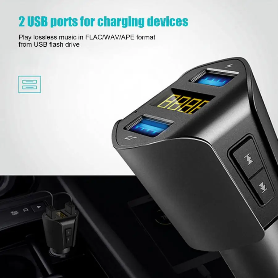 Беспроводной Bluetooth fm-передатчик для автомобильного радиоадаптера с 2 usb зарядным портом