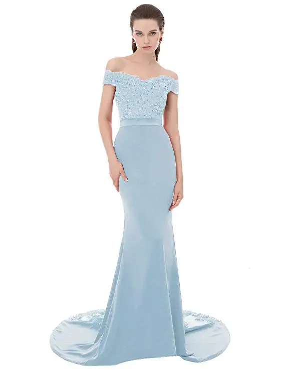 VKBRIDAL Robe De Soiree Красное длинное вечернее платье Русалка Вечерние элегантные Vestido de Festa Longo вечернее платье для выпускного вечера - Цвет: light blue