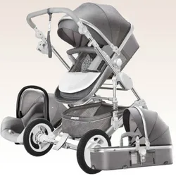 High Landscape Luxury Infant 3 in 1 stroller Baby Stroller Carriage Basket Four Wheels Stroller Baby Safe Seat High Landscape Luxury Infant 3 in 1 stroller Baby Stroller Carriage Basket Four Wheels Stroller Baby Safe Seat
