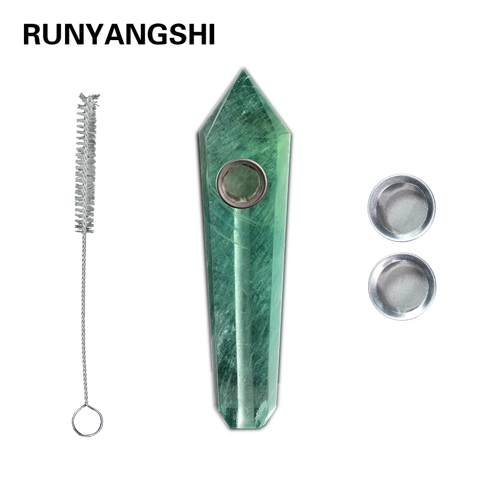 Runyangshi зеленый флюорит курительная трубка натуральные камни и минералы с фильтром 1 шт курительная трубка