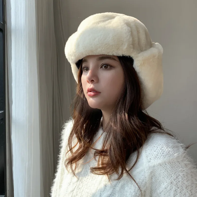 Full wool 02 Зимние меховые шапки-бомберы с защитой от холода и снега, шапка Lei Feng для мужчин и женщин, пара теплых мультяшных зимних уличных лыжных шапок - Цвет: Full wool 02