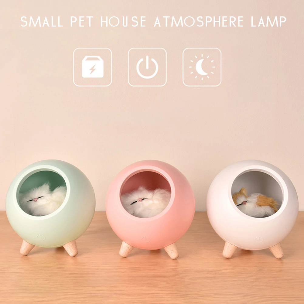 

GERUITE Desk Lamp LED Light USB Touch Night Cat Shape Light Bionic Cat Smart Dimming Atmosphere Decoration Lamps Holiday Gift