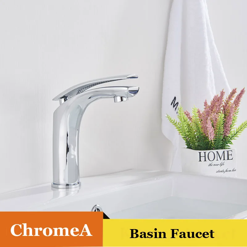 ChromeA Chrome Copper Hot And Cold Water Faucet Column Basin Basin Bace Basin Wash Basin Faucet Elegant Curve Deck Installation - Цвет: ChromeA
