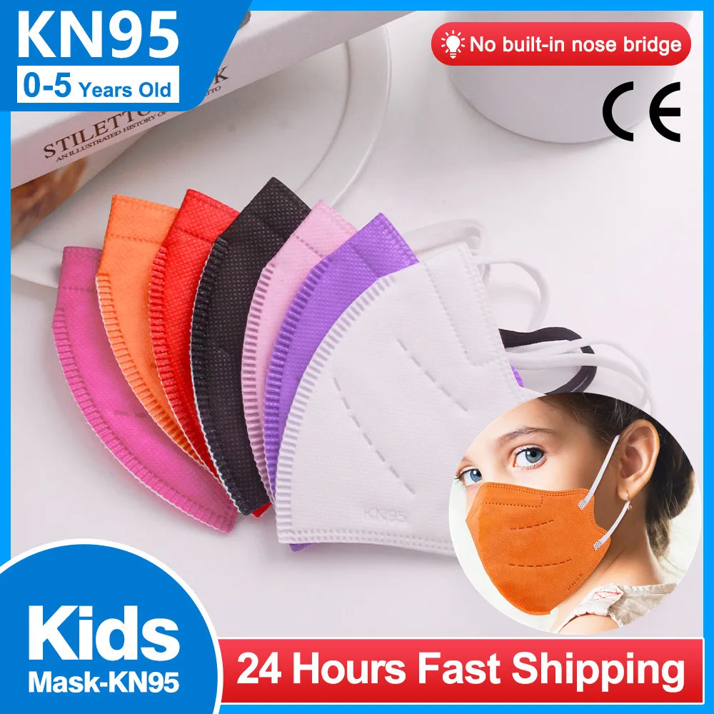 20 piezas-Mascarillas FFP2 KN95 de 5 capas para niños de 0 a 5 años, máscara con filtro fpp2kn95, antipolvo