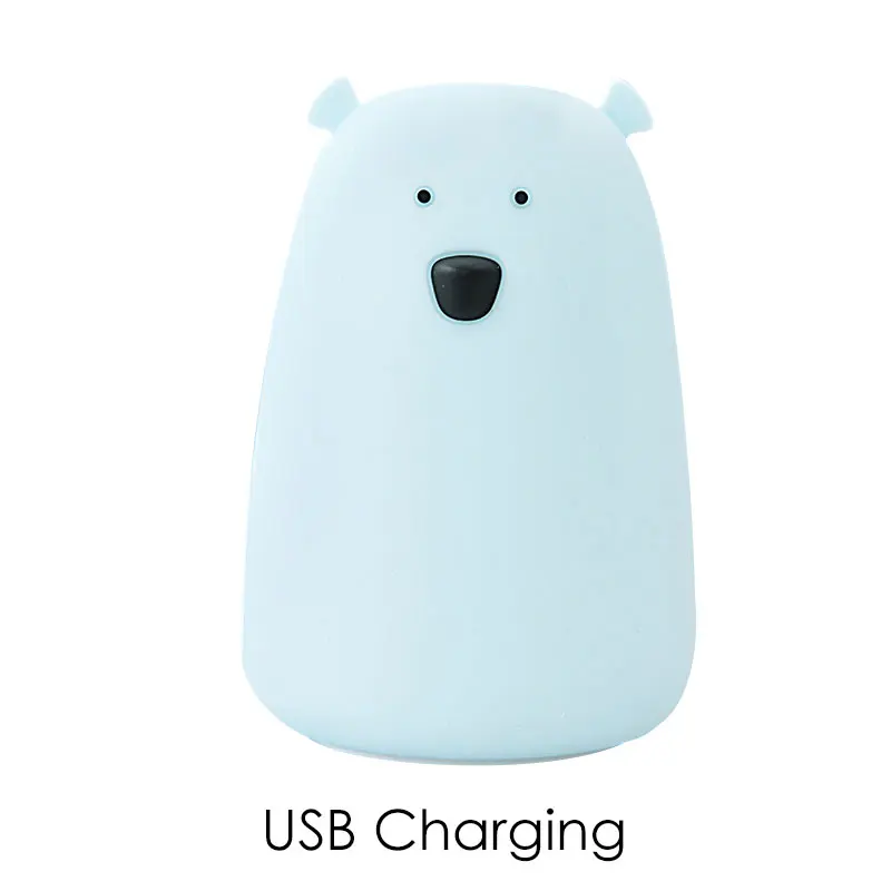 USB charging Силиконовые медведь светодиодный ночной Светильник для детей с рисунками животных из мультфильмов Цвет ночника Детские прикроватный светильник Размер s для детей игрушки рождественские подарки - Испускаемый цвет: USB charging