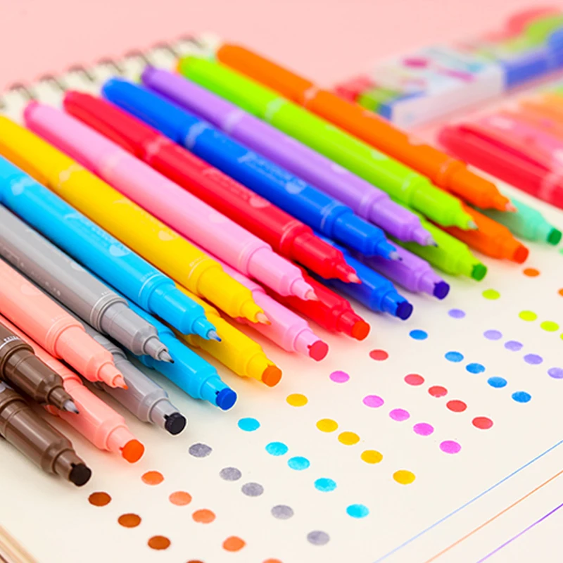 일본 TOMBOW 도트 펜, 더블 헤드 웨이브 포인트 컬러 펜, 귀여운 핸드북 다이어리, 크리에이티브 형광펜, 3/12 색 세트, 플레이 컬러 도트