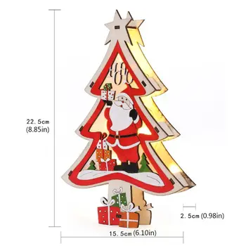

Wooden Christmas Tree Shape Colorful LED Resin Craft Gift Home Decor 634E