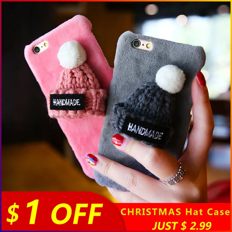 

KISSCASE Hat Plush Chrismas Case For iPhone 6 6s 7 8 plus XS MAX XR X 11 pro max Soft Cover Phone Case for iphone 11 pro max