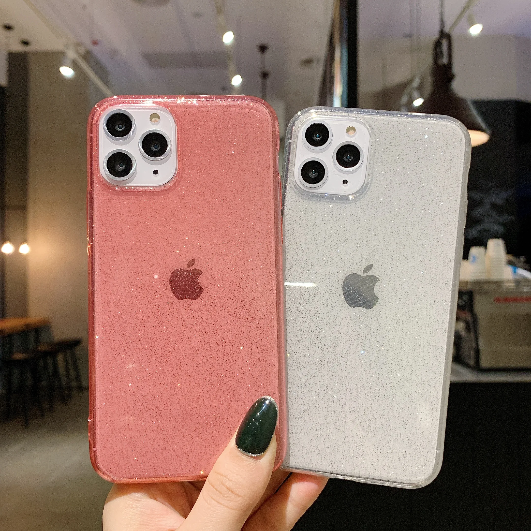 Модный блестящий розовый чехол для телефона iPhone 11 Pro XS MAX XR X 7 8 6 6S Plus силиконовый