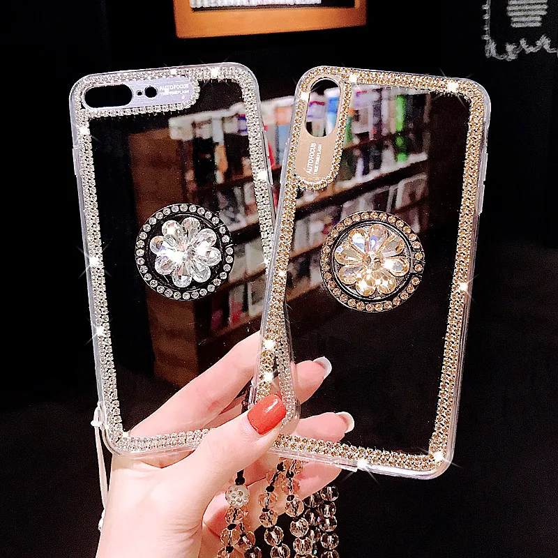 

Luxury Bling Glitter With Diamond Finger Ring Case For iPhone 11 Pro Max 8 7 6 6S Plus X XR XS Case Rhinestone Crystal Strap