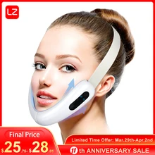 Massageador facial para modelagem facial em microcorrente de radiofrequência, terapia de compressão a quente Máscara de emagrecimento facial em forma de V em forma de V para o queixo duplo.