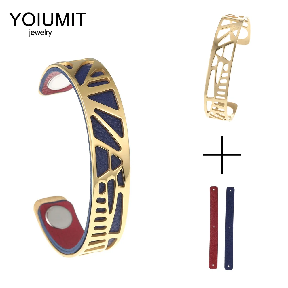 

Cremo Hollow 14mm Interchangeable Leather Bracelets Femme Yoiumit Stainless Steel Bracelet Bangles For Women Accessories Jewelry