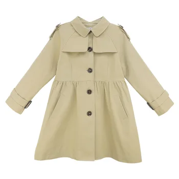 

Girls' Autumn Coat 2020 New Medium and Large Children's Wear Mid-Length Windbreaker Children's Temperament Cardigan Coat