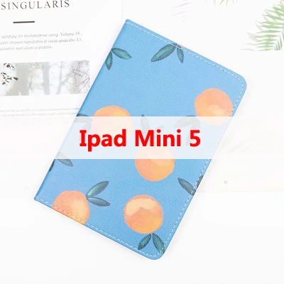 Для Ipad Ipad Air 1 2 Ipad Mini 1, 4, 5, Ipad 2 3 4 из искусственной кожи милый оранжевый медовый персик чехол с откидной крышкой для телефона с закаленное Стекло чехол - Цвет: 01 Ipad Mini 5