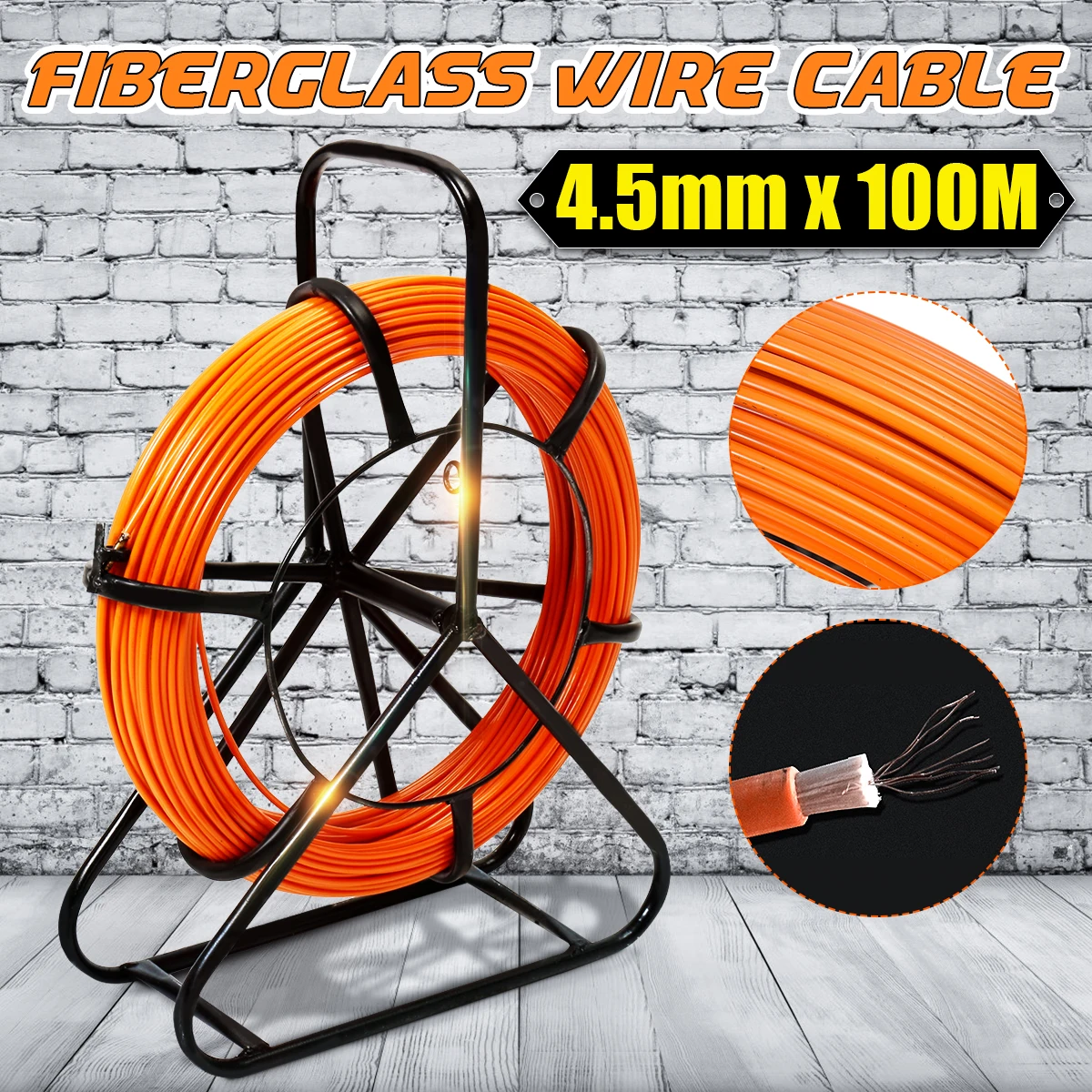 4.5mm 100M Fiberglass Wire Cable Running Rod Snake Fish Rodder Puller Flexi Lead Electric Fiberglass Wire Cable Running Rod