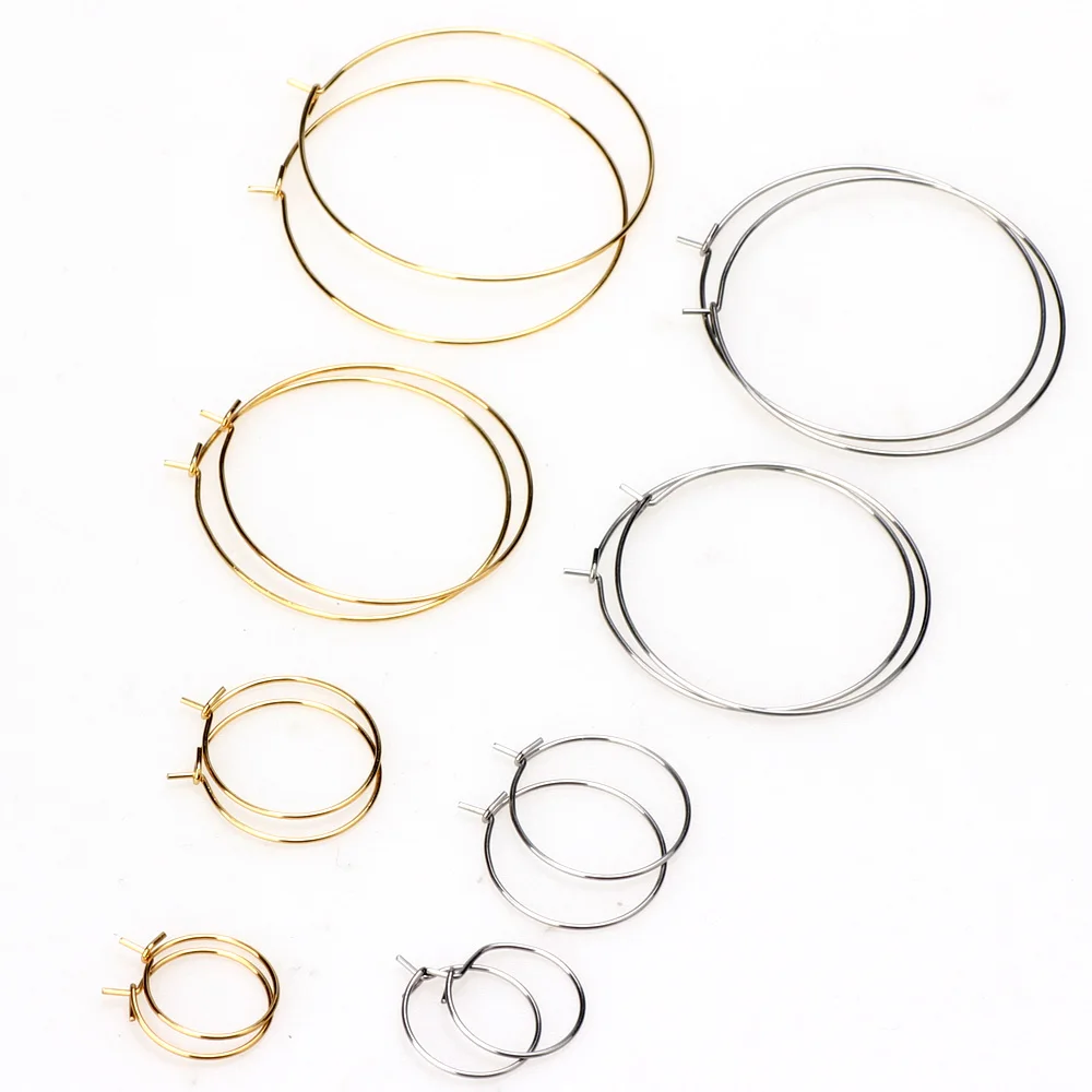 12pcs/Lot Stainless Steel 6pcs/lot Golden Big Circle Wire Hoops Loop Earrings For DIY Dangle Earring Jewelry Making Hand Made 2