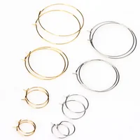 12pcs/Lot Stainless Steel 6pcs/lot Golden Big Circle Wire Hoops Loop Earrings For DIY Dangle Earring Jewelry Making Hand Made 2