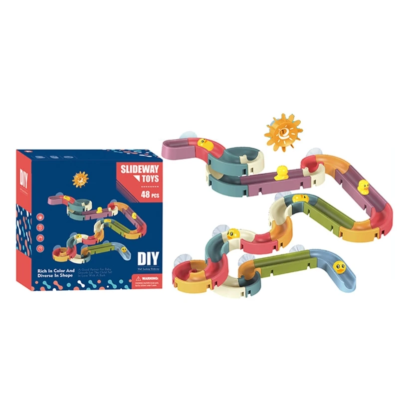 Bathtub Toy Water Slide DIY Track Block Interactive Water Playing Set with Strong Suction Cup Fixed Infant Baby H055