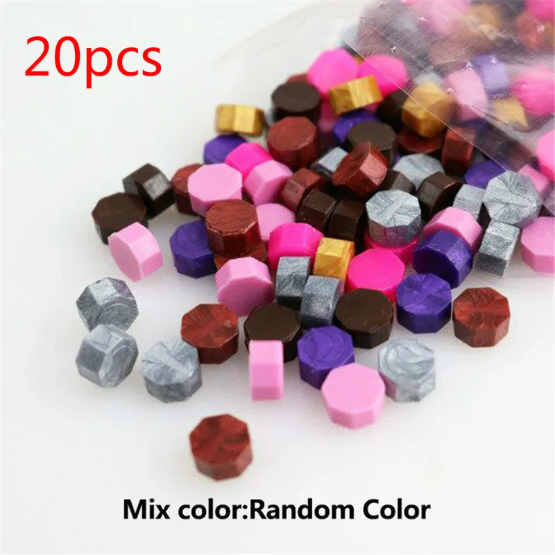 F 20pcs random 20 шт. Восьмиугольные восковые уплотнения набор латунные ложки печать штамп бисерные воски для свадебного поста винтажный Ремесло Декор карты изготовление инструментов - Цвет: F 20pcs random
