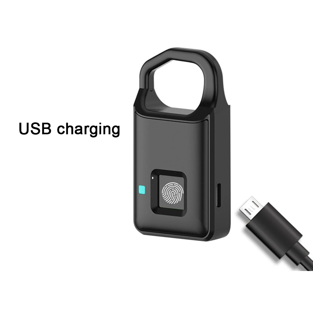 P4 отпечаток пальца Замок USB Перезаряжаемый умный без ключа Противоугонный чемодан с висячим замком дверной замок Защита от взлома