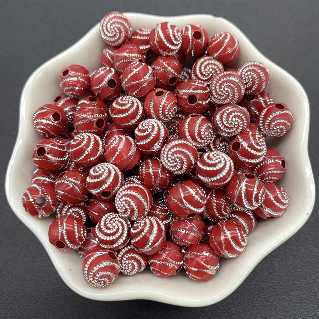 8mm Acrylic Spacer Beads Carving Vortex Loose Round Shape Beads For Jewelry Making